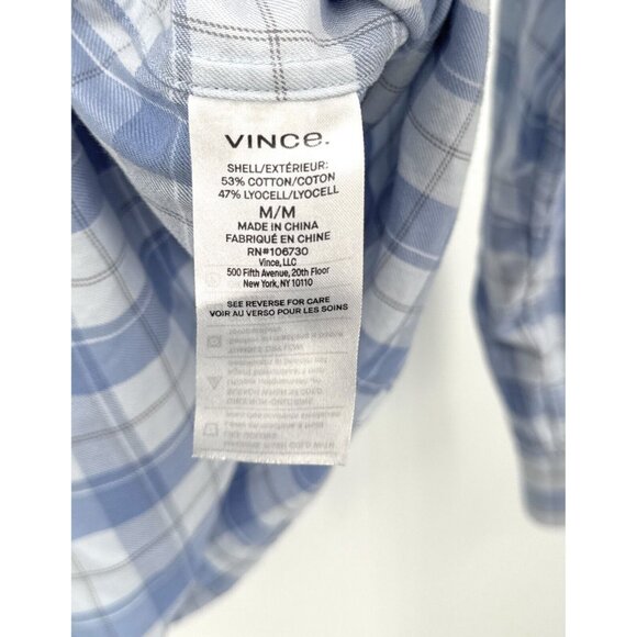 Vince Men's Shirt Size M Long Sleeve Button Up Blue Plaid - Picture 3 of 5